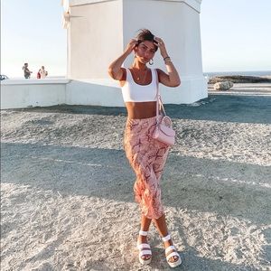 Snake skin midi skirt